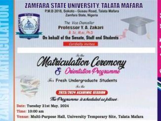 Professor Y. A. Zakari B. Sc, M.sc, Ph.D On behalf of the Senate, Staff and Students Cordially invites the general public to the Matriculation Ceremony & Orientation Programme For Fresh Undergraduate Students for the 2023/2024 academic session which is scheduled to hold as follows: WAEC offline past questions - with all answers and explanations in one app - Download for free Post-UTME Past Questions - Original materials are available here - Download PDF for your school of choice + 1 year SMS alerts WAEC Past Questions, Objective & Theory, Study 100% offline, Download app now - 24709 Date: Tuesday 21st May, 2024 Time: 10:00 am Venue: Multi-Purpose Hall, University Temporary Site, Talata Mafara