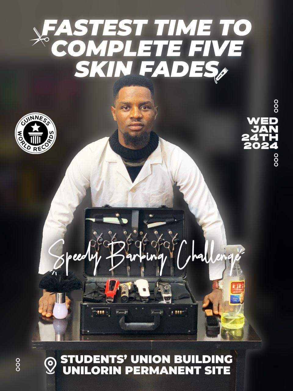 Guinness World Records Announces UNILORIN Student, Mr. Humble, for Fastest Time to Complete Five Skin Fade Haircuts