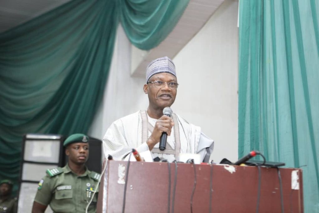 The Honourable Minister of Education Prof Tahir Mamman giving his inauguration speech at NUC Abuja 1024x683 1