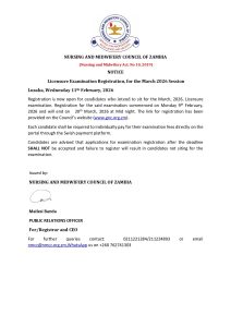 NURSING COUNCIL OF ZAMBIA OPENS MARCH 2026 LICENSURE EXAM REGISTRATION