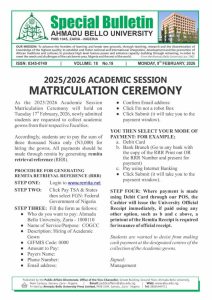 ABU SETS DATE FOR 2025 2026 MATRICULATION CEREMONY