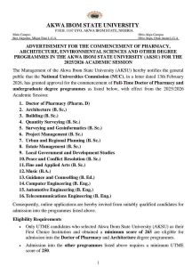 AKSU ANNOUNCES NEW DEGREE PROGRAMMES FOR 2025/2026 SESSION AFTER NUC APPROVAL