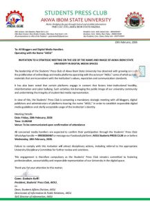AKSU STUDENTS PRESS CLUB SUMMONS BLOGGERS OVER USE OF UNIVERSITY NAME