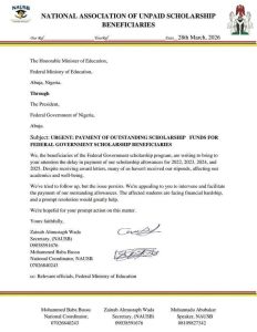 SCHOLARSHIP BENEFICIARIES DEMAND PAYMENT OF OUTSTANDING ALLOWANCES