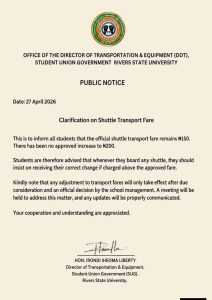 RSU CLARIFIES SHUTTLE TRANSPORT FARE